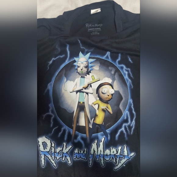 Unisex Rick and Morty Black T Shirt Large New - Picture 4 of 4